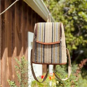 Vintage Woven Striped Mini-Backpack - adjustable straps